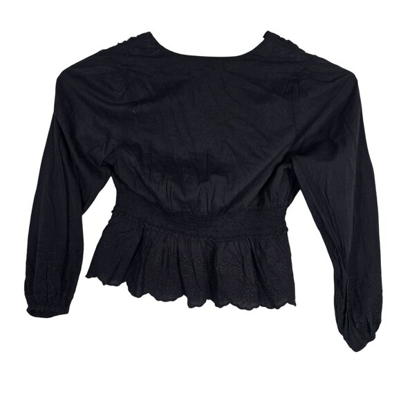 Old Navy Black Women's Blouse‎ Large Long Sleeve Fitted Waist - Picture 2 of 4